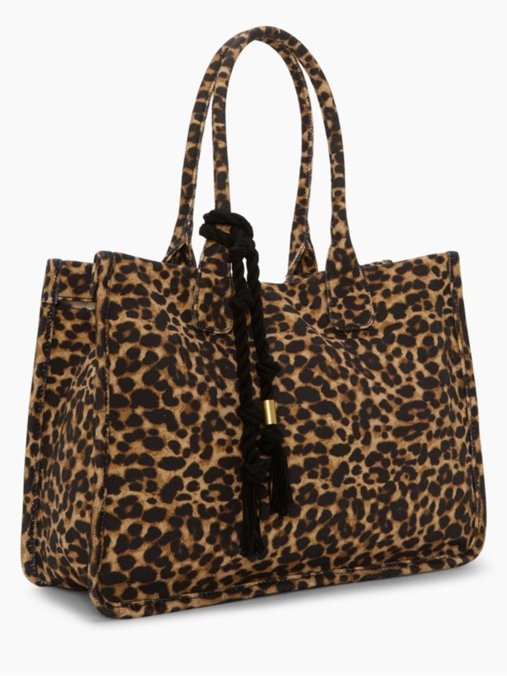 Vince Camuto Orla Leopard Print Tote Bag with Black Tassel